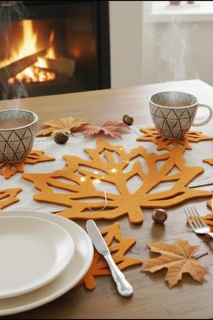 Openwork Leaf Coaster Sewing Pattern | Maple Leaf Coaster PDF Template