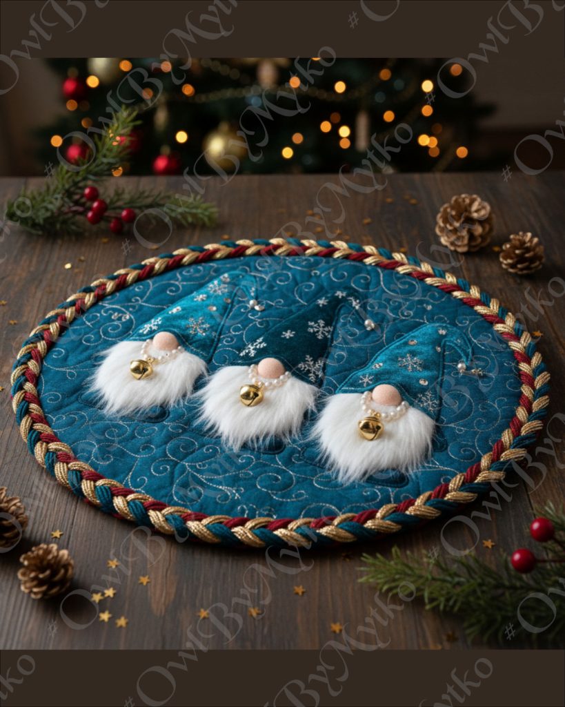 Whimsical Gnome Trio Mat Sewing PDF Pattern – 42 cm (16.5″) Diameter | Templates in A4 & US Letter