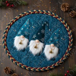 Whimsical Gnome Trio Mat Sewing PDF Pattern – 42 cm (16.5″) Diameter | Templates in A4 & US Letter