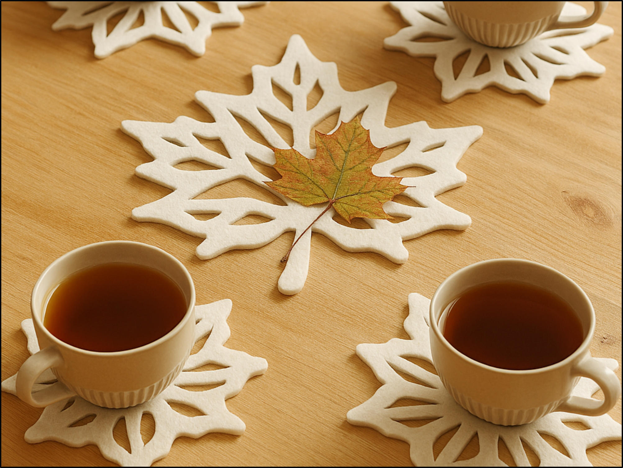 Openwork Leaf Coaster Sewing Pattern | Maple Leaf Coaster PDF Template - Image 3