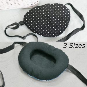 3D Adjustable Cotton Eye Patch Dots on Black Design | Amblyopia & Astigmatism Eye Cover