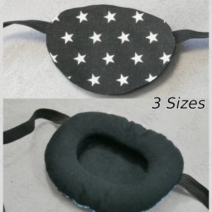 3D Adjustable Cotton Eye Patch Stars on Black Design | Amblyopia & Astigmatism Eye Cover