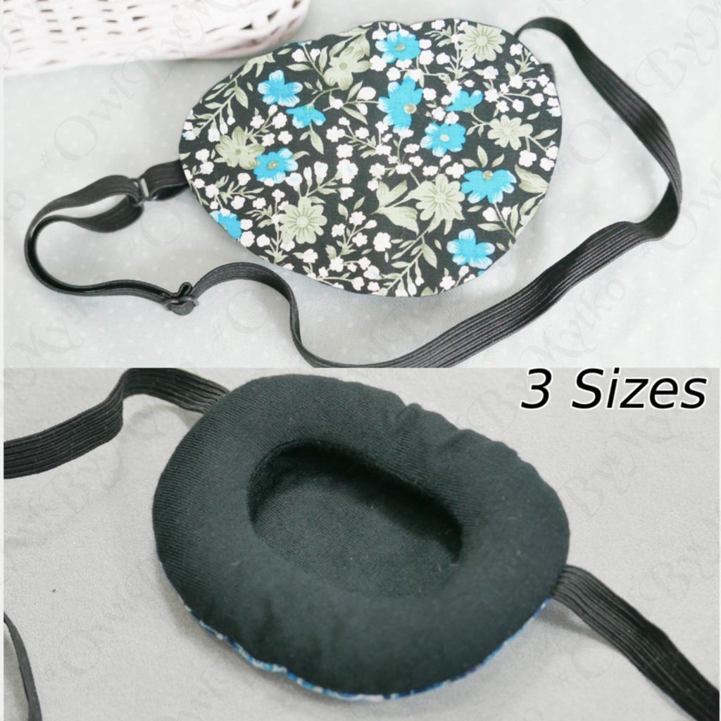 3D Adjustable Cotton Eye Patch Turquoise Flowers | Amblyopia & Astigmatism Eye Cover