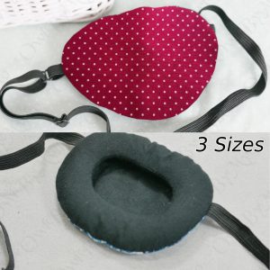 3D Adjustable Cotton Eye Patch Dots on Red Design | Amblyopia & Astigmatism Eye Cover