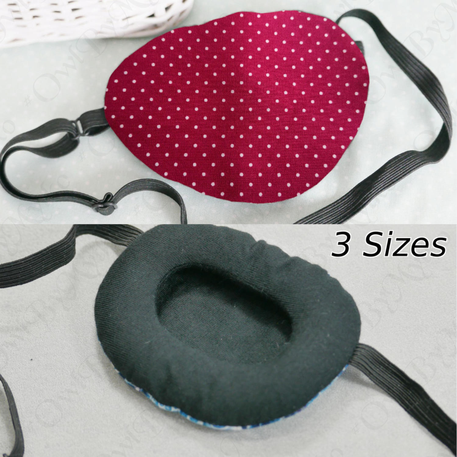 3D Adjustable Cotton Eye Patch Dots on Red Design | Amblyopia & Astigmatism Eye Cover